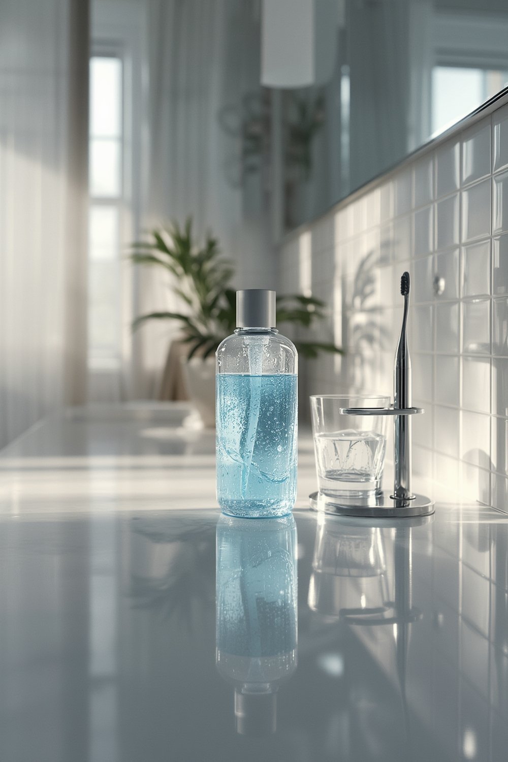 breath mouthwash in use - bottle