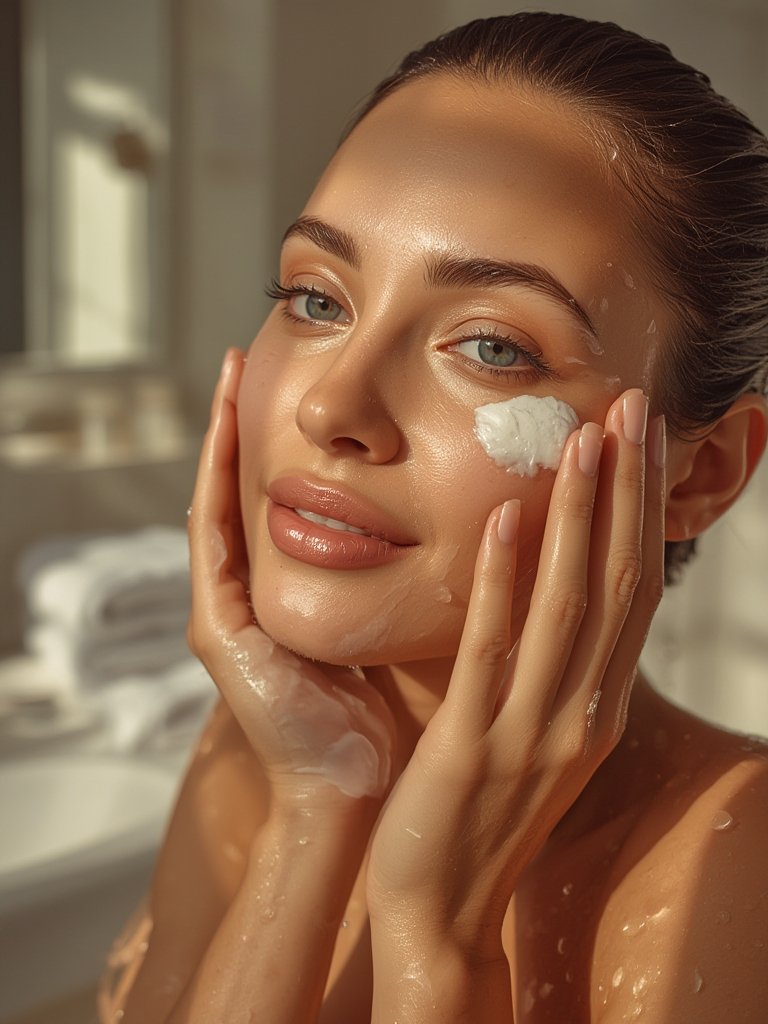 ceramide cleanser application for dry skin