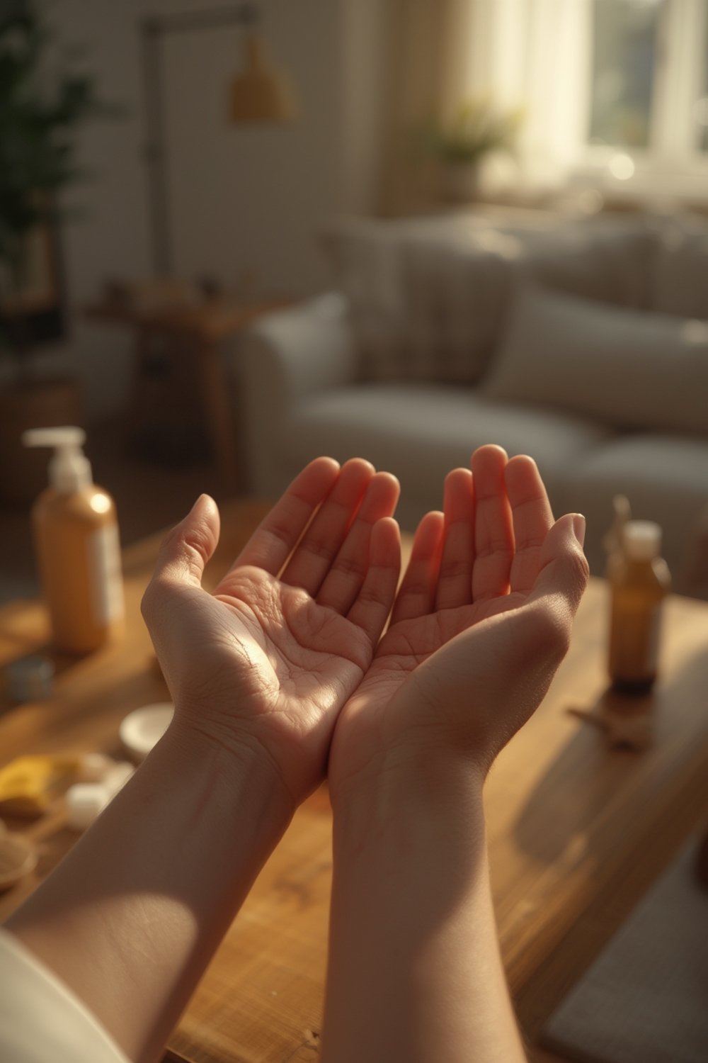 healing hands with Gold Bond Ultimate Healing Hand Cream - product in use on dry, cracked hands