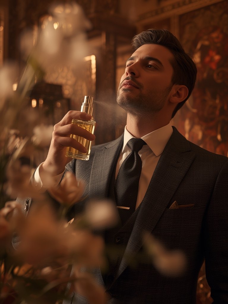 mens perfume in action